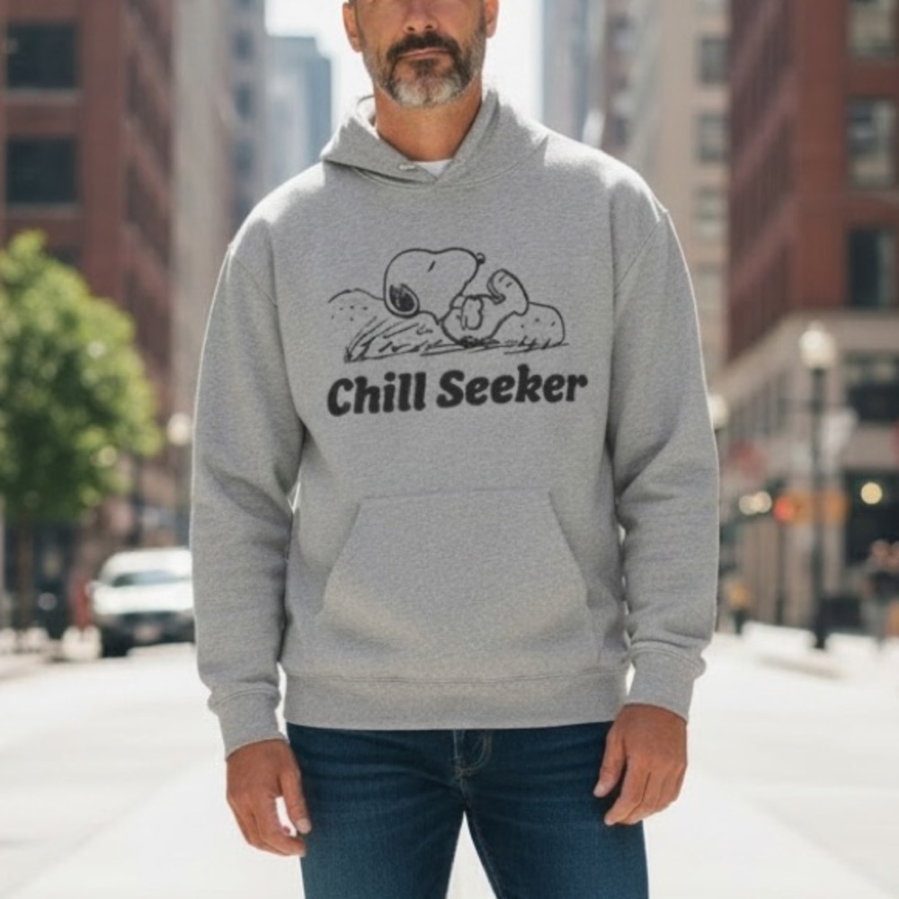 Peanuts Snoopy Chill Seeker Heather Gray Hoodie, Small